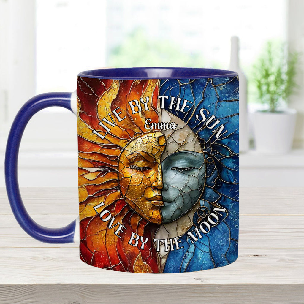 Live By The Sun Love By The Moon - Personalized Hippie Accent Mug