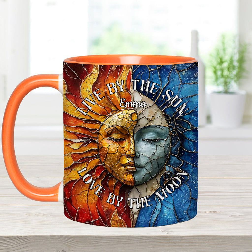 Live By The Sun Love By The Moon - Personalized Hippie Accent Mug