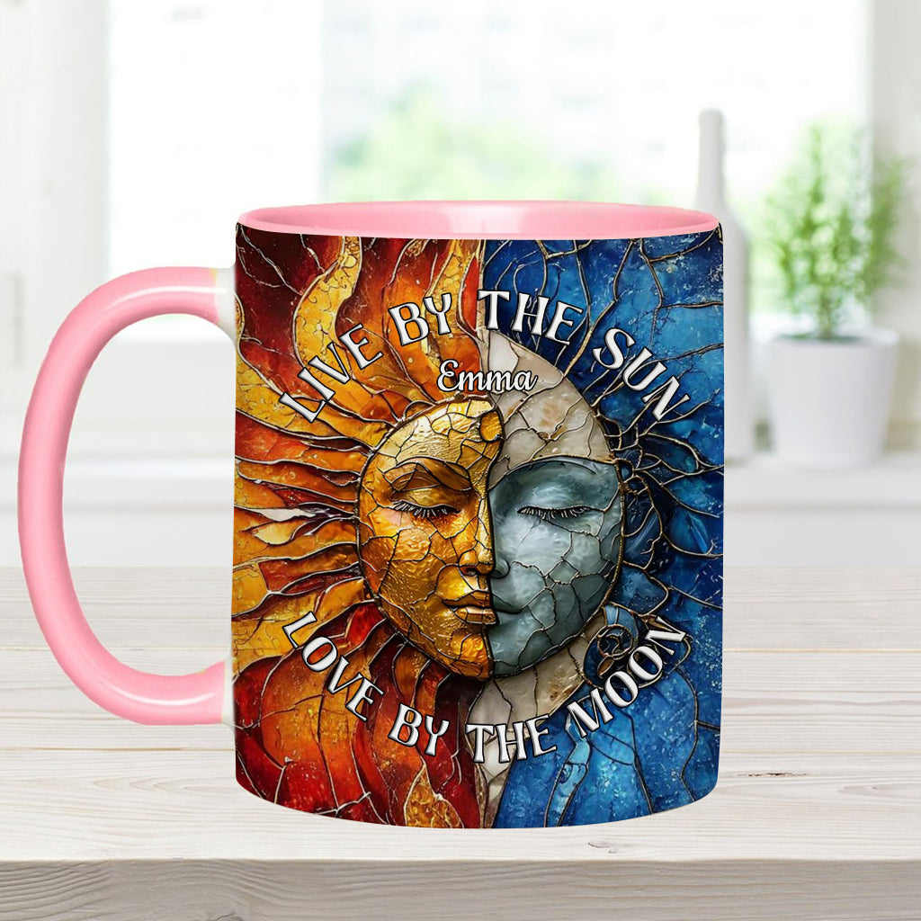 Live By The Sun Love By The Moon - Personalized Hippie Accent Mug