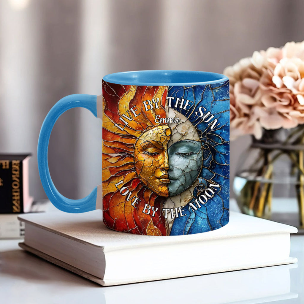 Live By The Sun Love By The Moon - Personalized Hippie Accent Mug