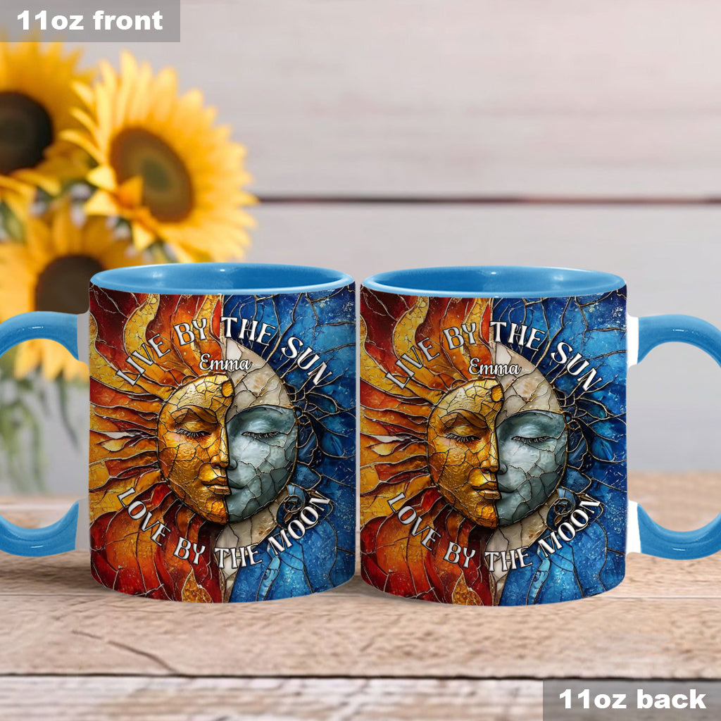 Live By The Sun Love By The Moon - Personalized Hippie Accent Mug