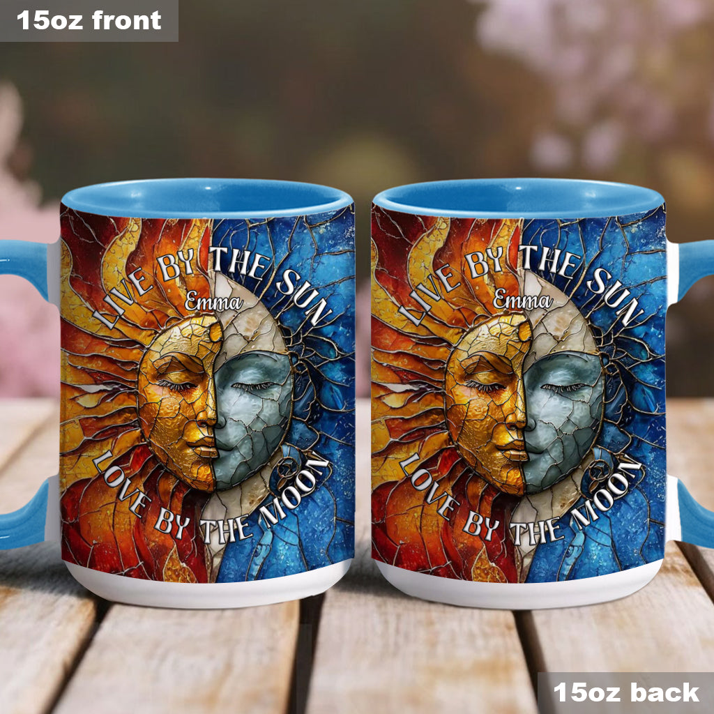 Live By The Sun Love By The Moon - Personalized Hippie Accent Mug