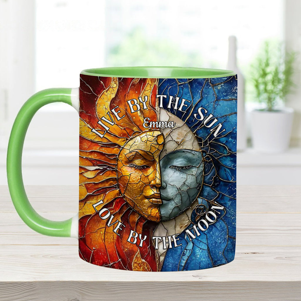 Live By The Sun Love By The Moon - Personalized Hippie Accent Mug