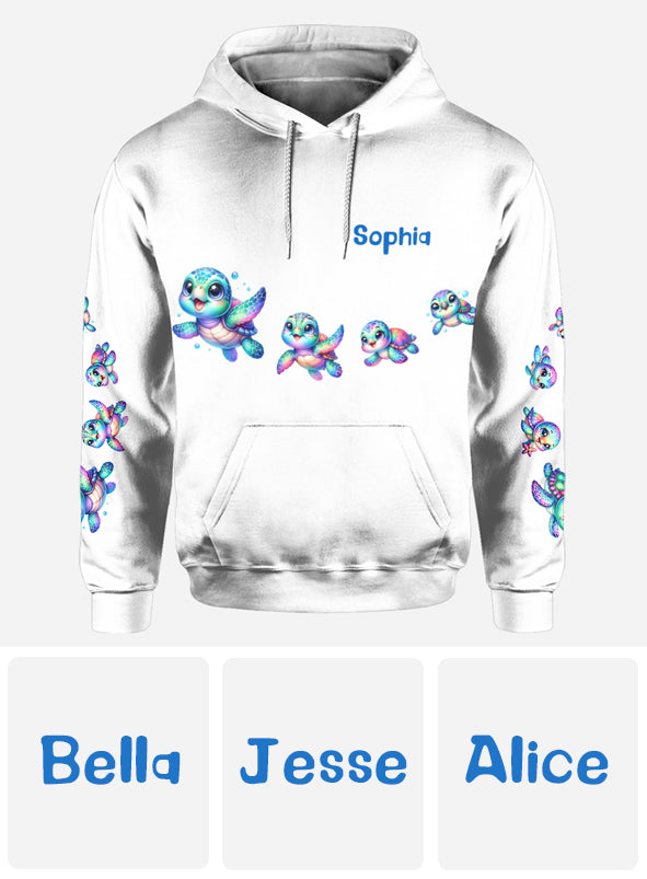 Ich liebe Schildkröten – Personalisiertes T-Shirt mit Schildkrötenmuster