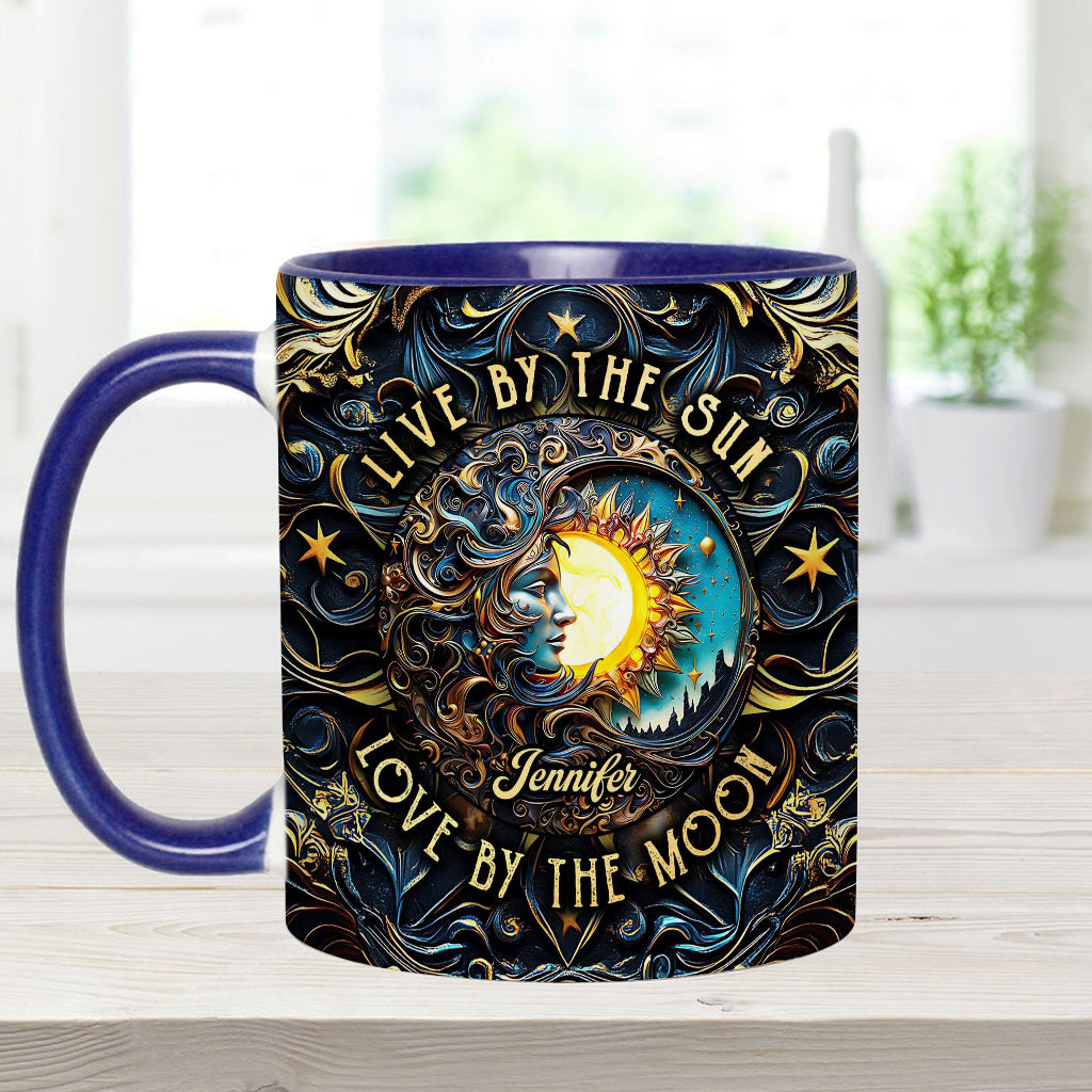 Live By The Sun Love By The Moon - Personalized Hippie Accent Mug