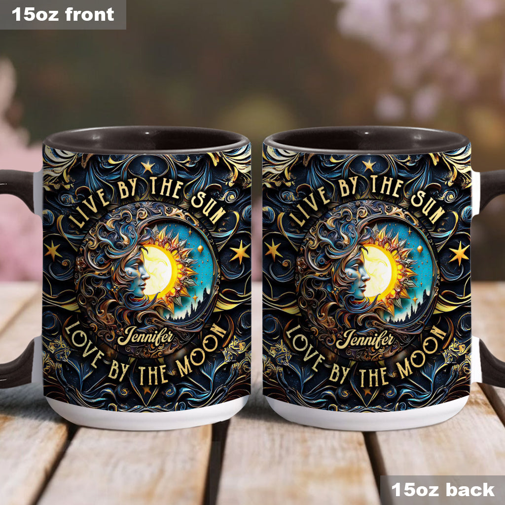 Live By The Sun Love By The Moon - Personalized Hippie Accent Mug