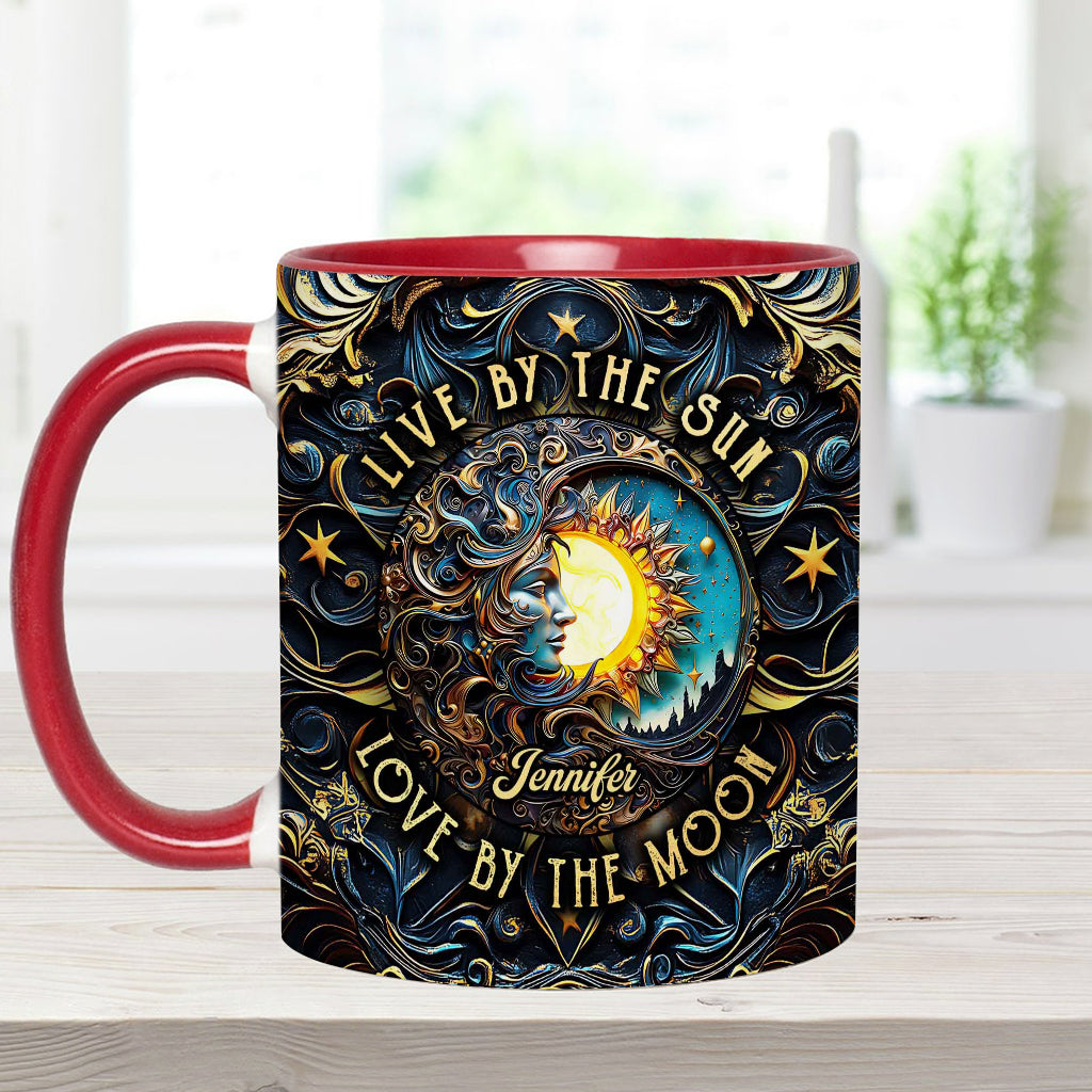Live By The Sun Love By The Moon - Personalized Hippie Accent Mug