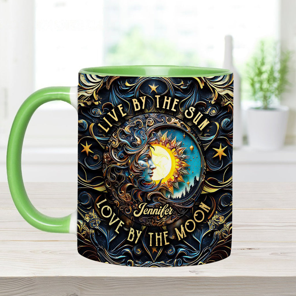 Live By The Sun Love By The Moon - Personalized Hippie Accent Mug