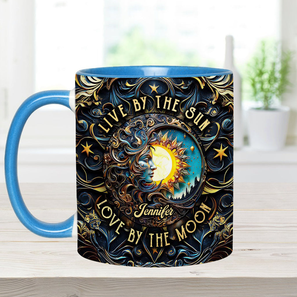 Live By The Sun Love By The Moon - Personalized Hippie Accent Mug