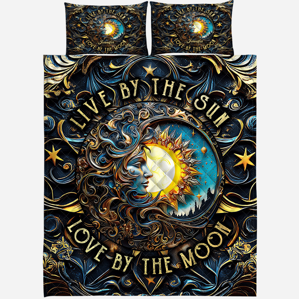 Live By The Sun Love By The Moon - Personalized Hippie Quilt Set