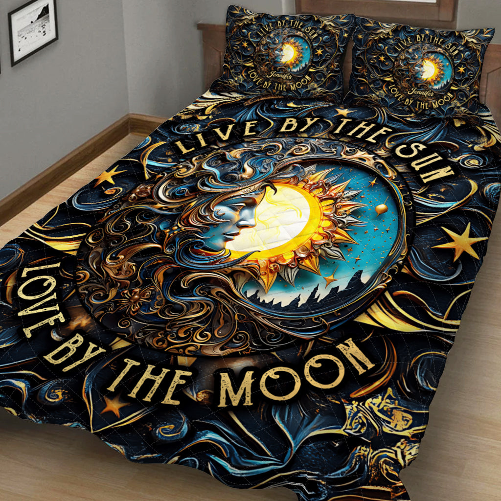 Live By The Sun Love By The Moon - Personalized Hippie Quilt Set