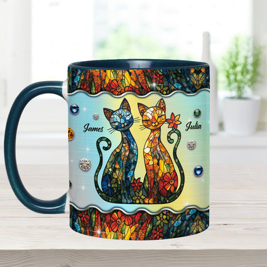 Stunning Cat Couple - Personalized Cat Accent Mug