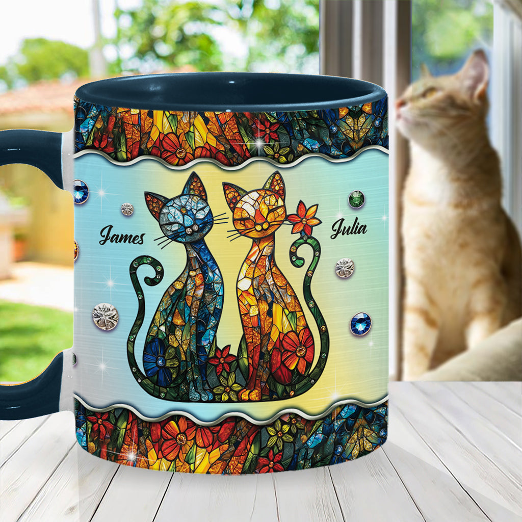 Stunning Cat Couple - Personalized Cat Accent Mug