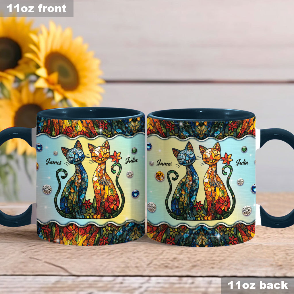 Stunning Cat Couple - Personalized Cat Accent Mug
