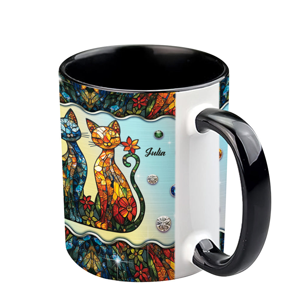 Stunning Cat Couple - Personalized Cat Accent Mug