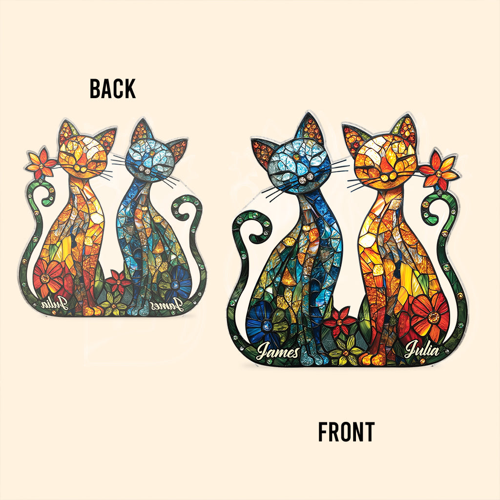 Stunning Cat Couple - Personalized Cat Custom Shaped Acrylic Plaque