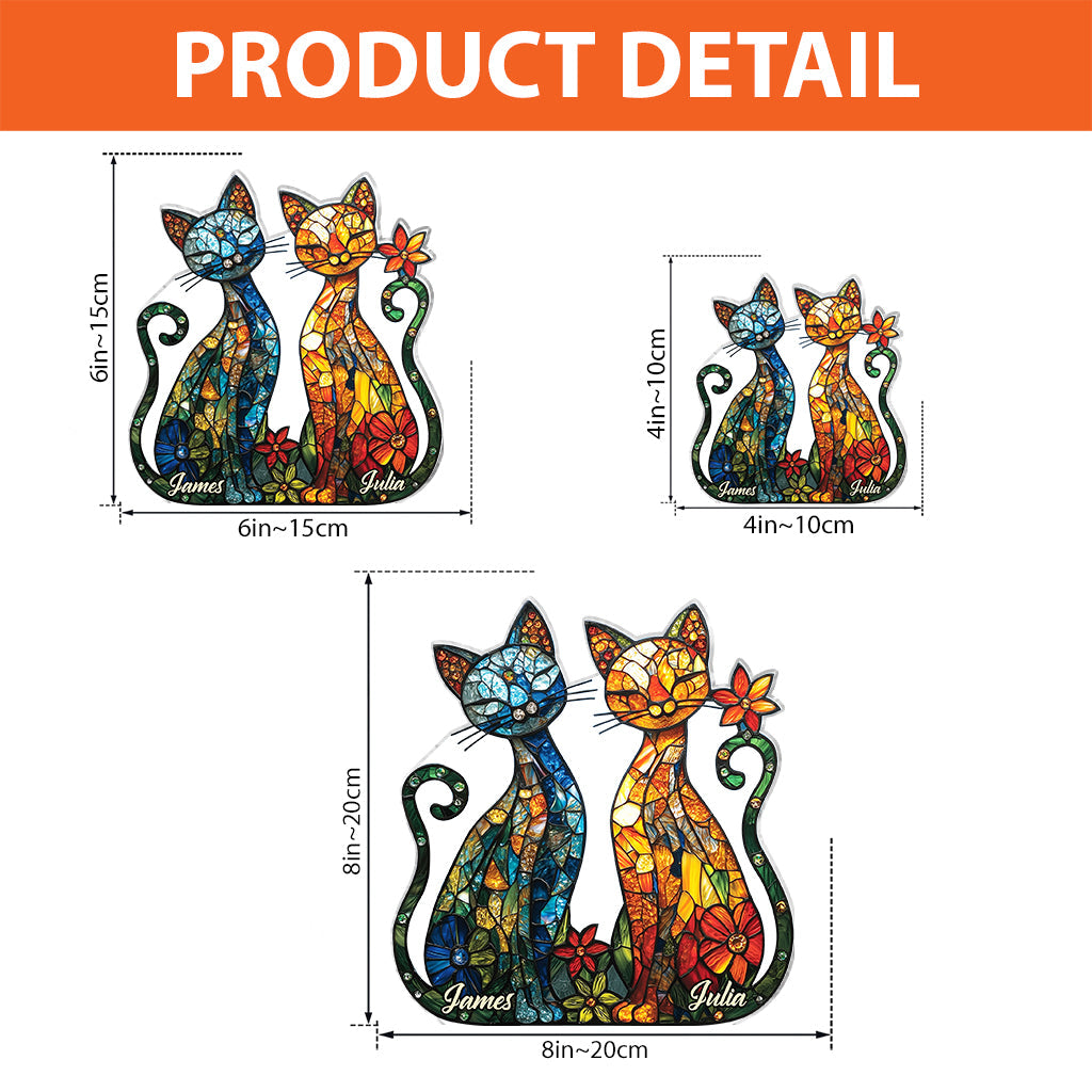Stunning Cat Couple - Personalized Cat Custom Shaped Acrylic Plaque