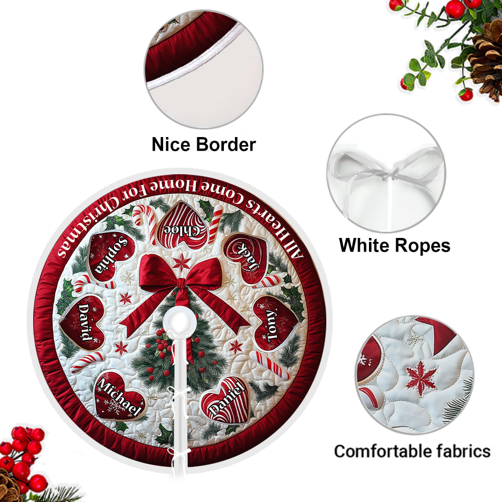 „Herzen kehren zu Weihnachten heim“ – personalisierte Baumdecke für die Familie