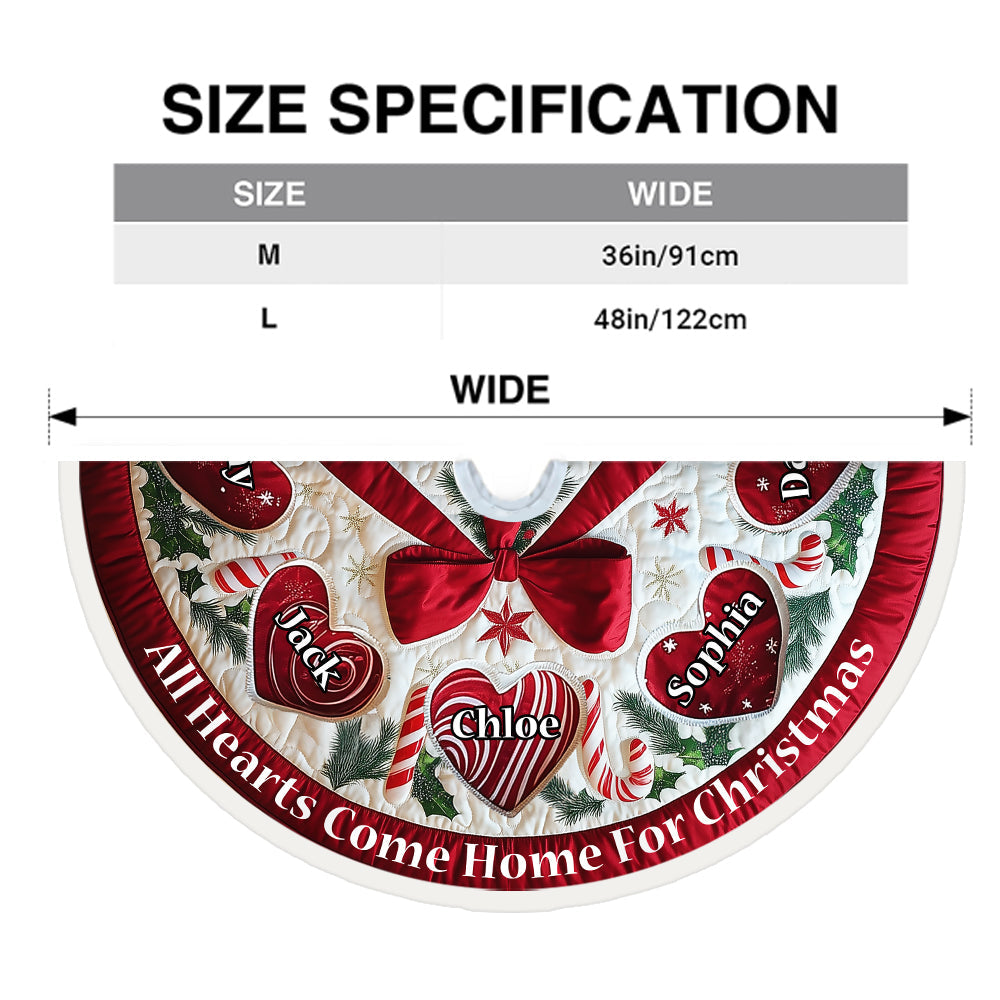 „Herzen kehren zu Weihnachten heim“ – personalisierte Baumdecke für die Familie
