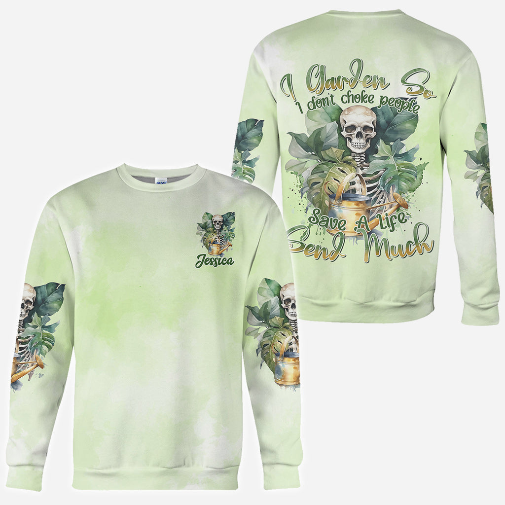 Ich gärtnere, damit ich niemanden ersticke – personalisiertes Garten-T-Shirt