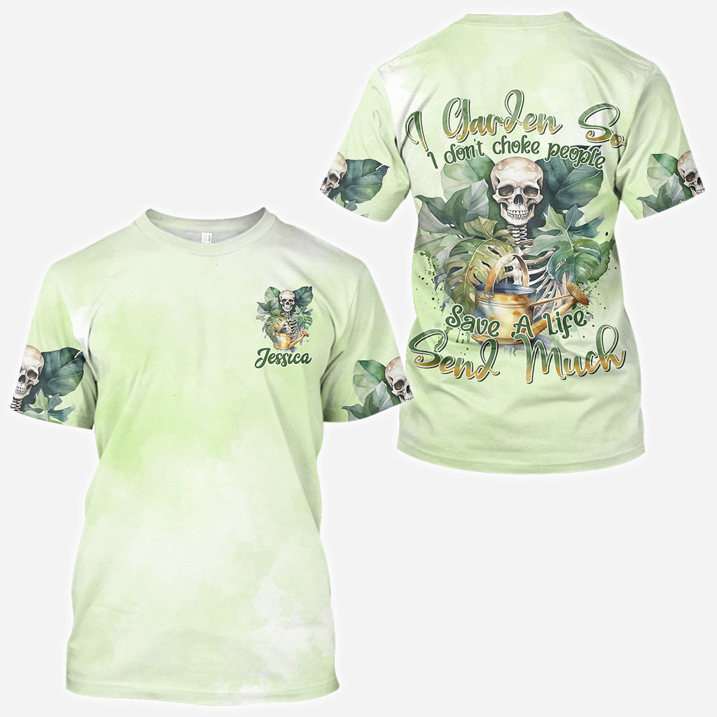 Ich gärtnere, damit ich niemanden ersticke – personalisiertes Garten-T-Shirt