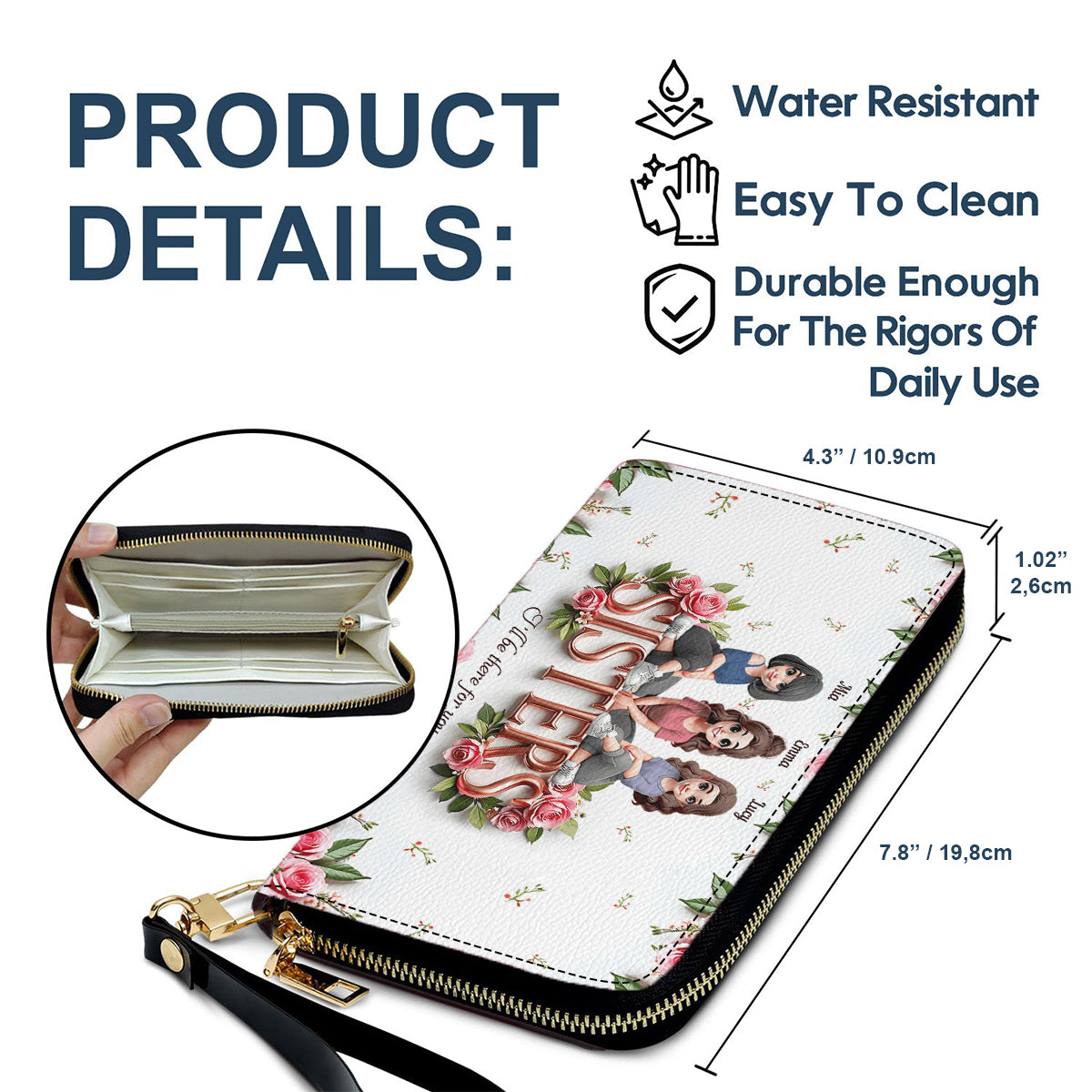 Schwestern – Personalisierte Bestie-Geldbörse aus Leder