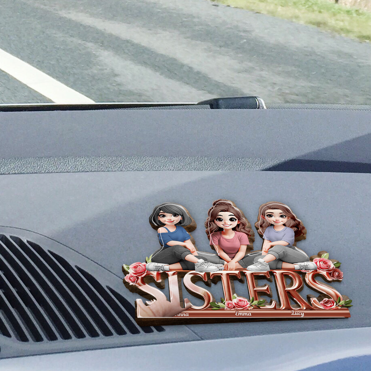 Schwestern – Personalisierter Auto-Sonnenblendenclip in Form der besten Freundin