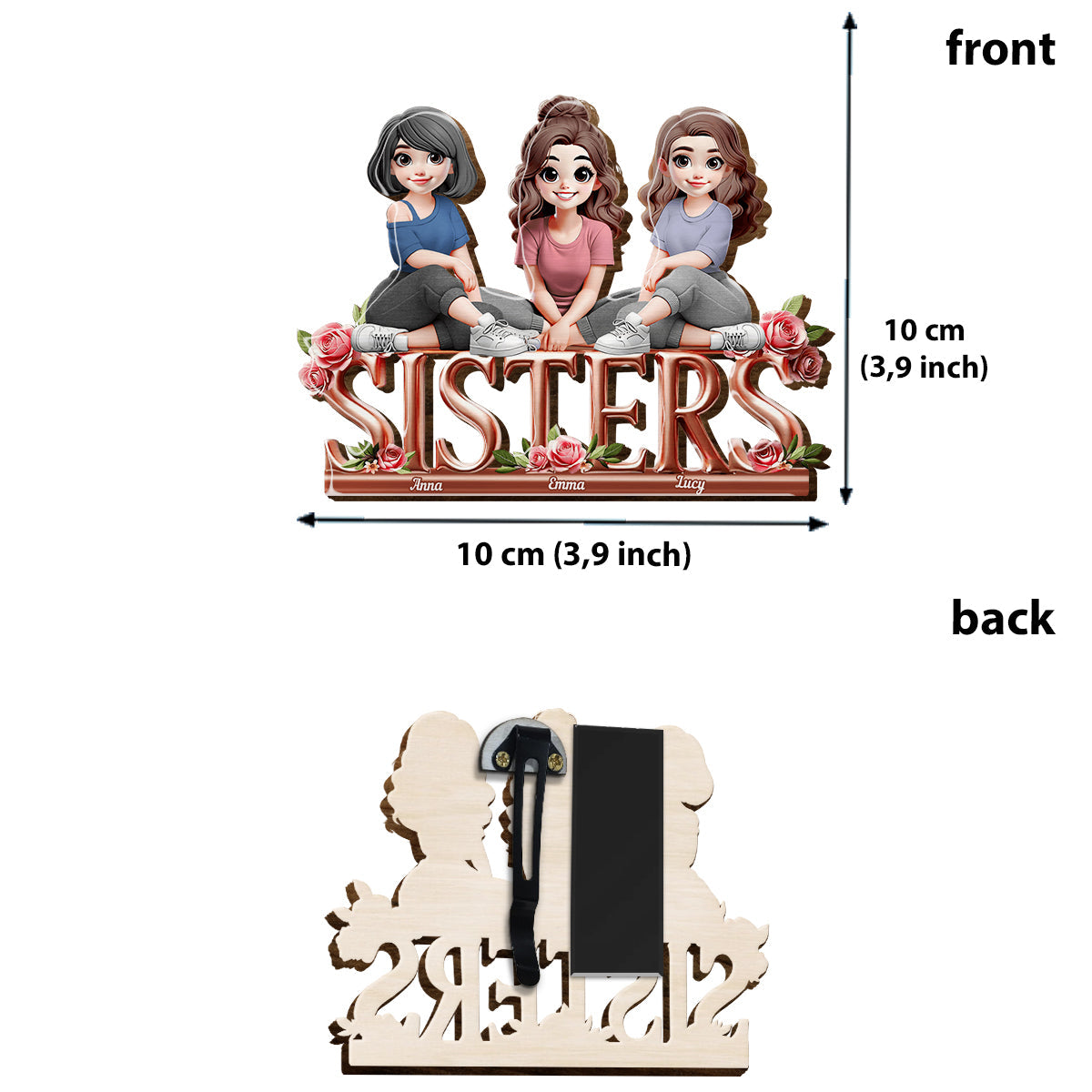 Schwestern – Personalisierter Auto-Sonnenblendenclip in Form der besten Freundin
