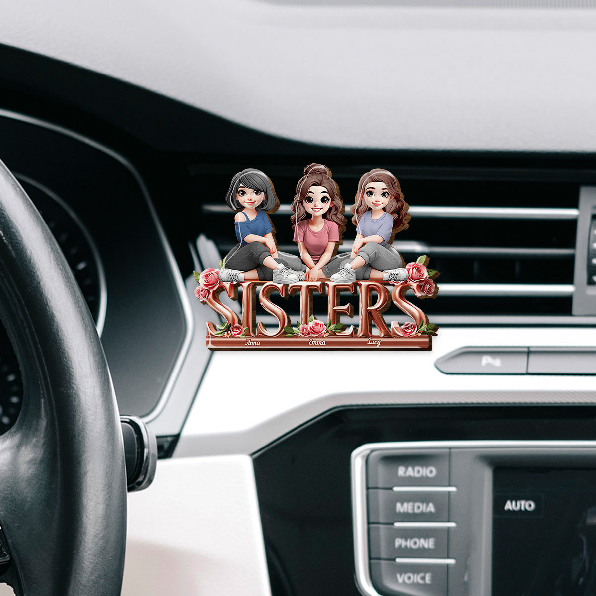 Schwestern – Personalisierter Auto-Sonnenblendenclip in Form der besten Freundin