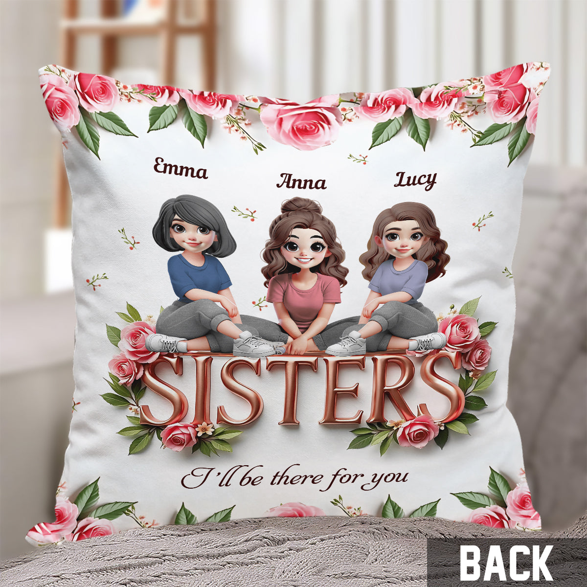 Sisters - Personalized Bestie Throw Pillow
