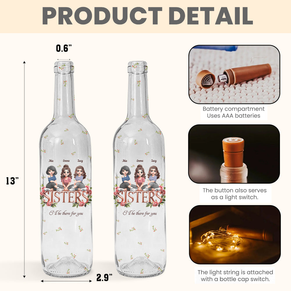 Schwestern – Personalisierte Weinflaschenlampe für beste Freundinnen