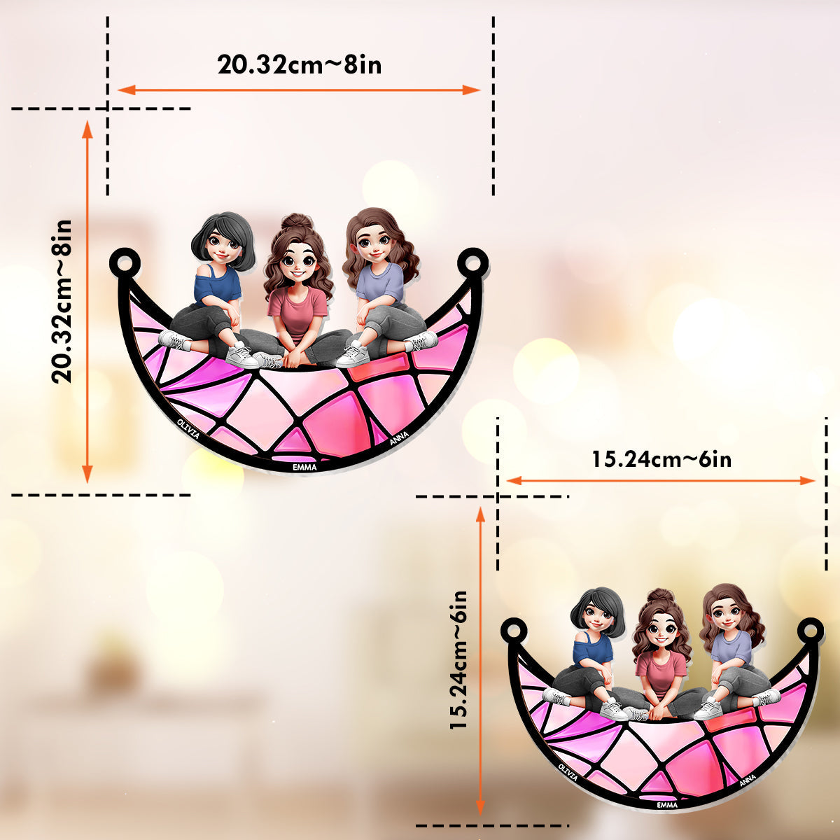 Ich bin für dich da – Personalisierter Sonnenfänger fürs Fenster, der deine beste Freundin umhüllt 