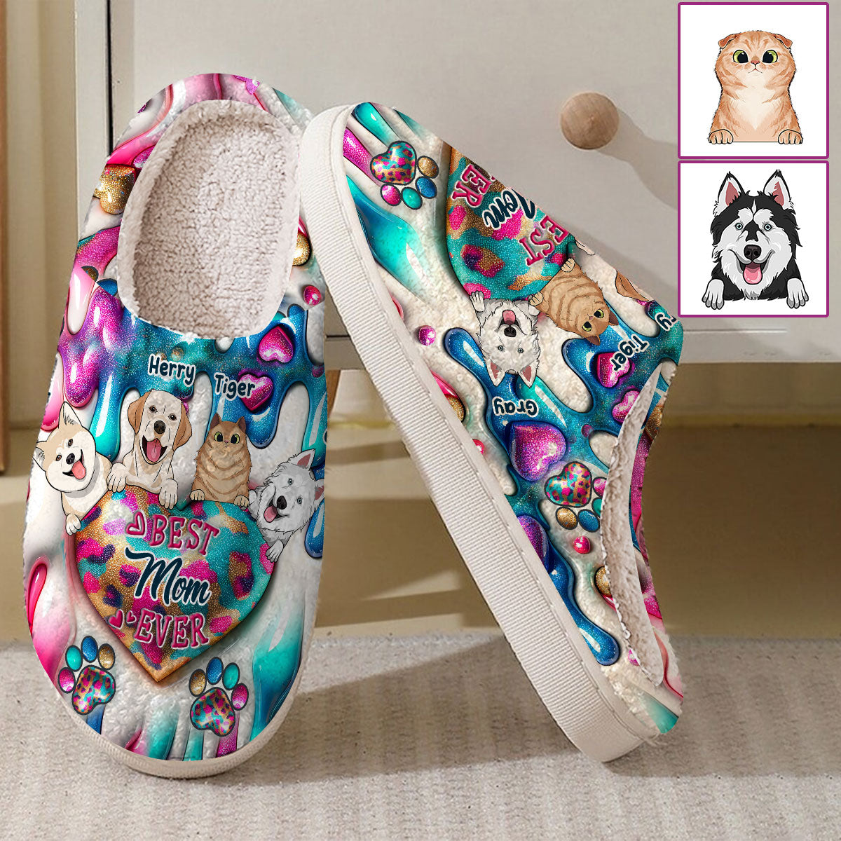 Beste Hundemama aller Zeiten – Personalisierte Hundepantoffeln