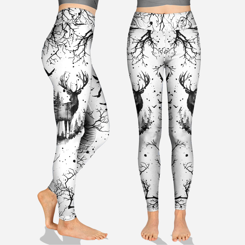 Schwarz-weißer Jagd-Hoodie und Leggings im Country-Style – personalisierbar