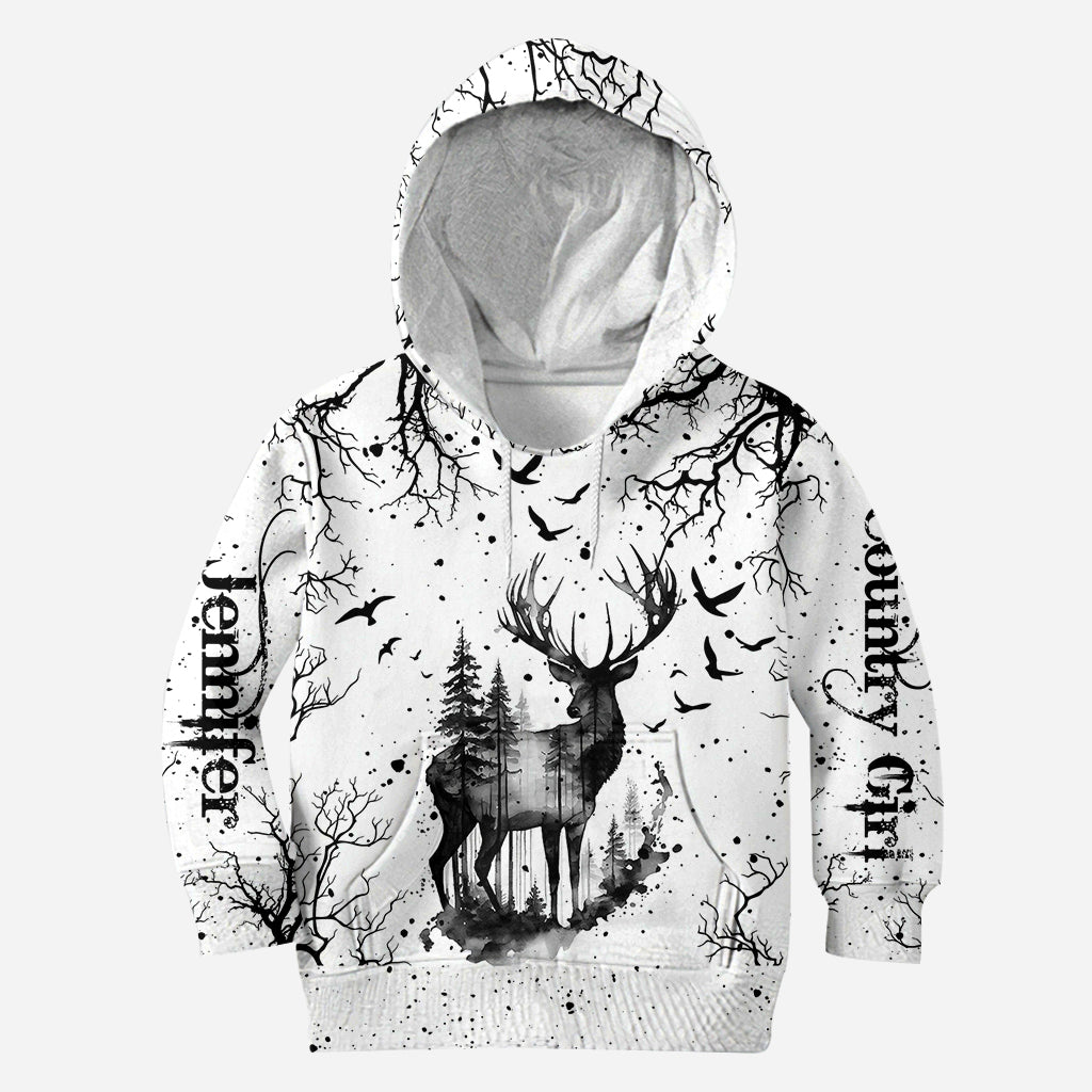 Schwarz-weißer Jagd-Hoodie und Leggings im Country-Style – personalisierbar