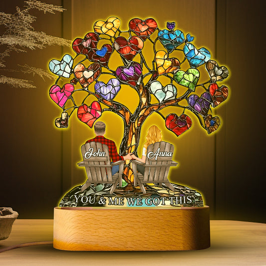 Du und ich, wir schaffen das – Personalisierte Leuchte mit Pärchen-Motiv