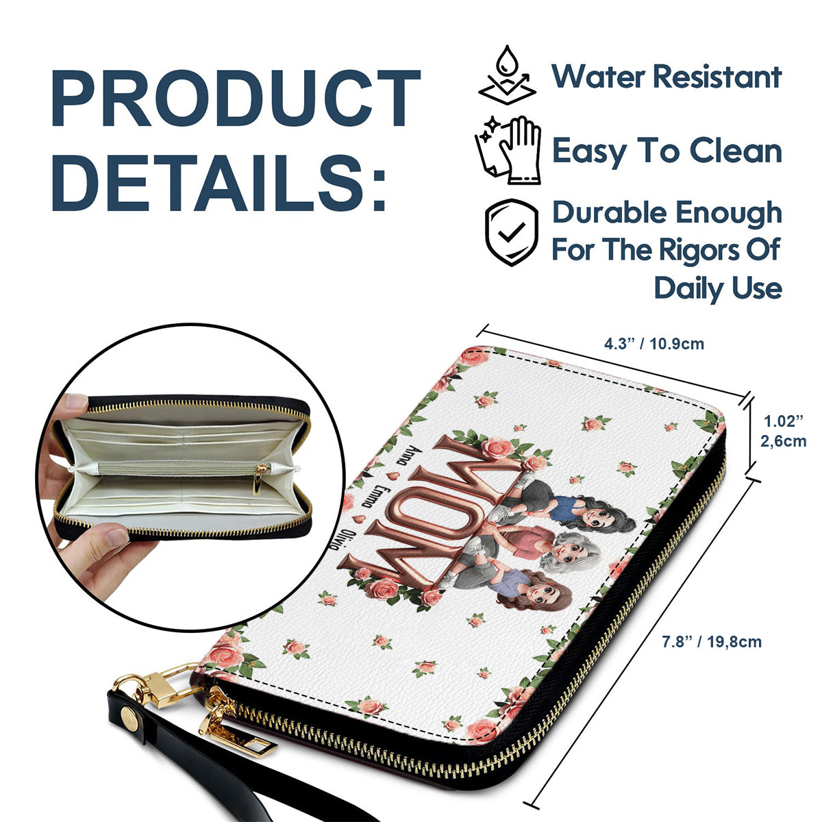 Beste Mama aller Zeiten – Personalisierte lange Geldbörse aus Leder für Mütter