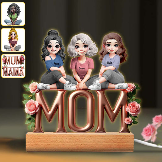 Mother & Daughter - Personalized Mother Shaped Plaque Light Base