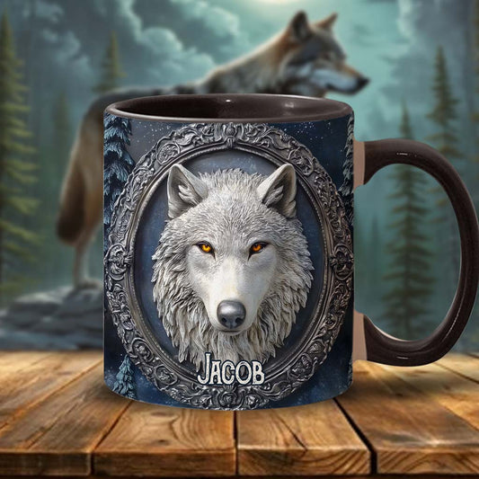 Starker Wolf – Personalisierte Tasse mit Wolfsmotiv