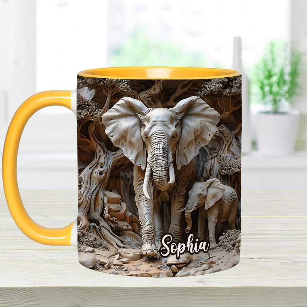 Love Elephant - Personalized Elephant Accent Mug