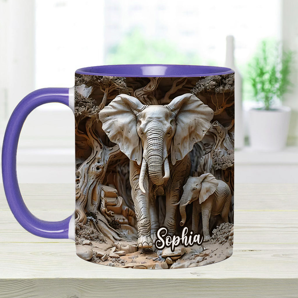Love Elephant - Personalized Elephant Accent Mug
