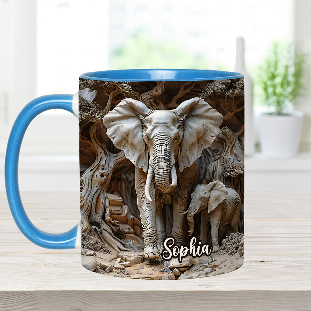 Love Elephant - Personalized Elephant Accent Mug