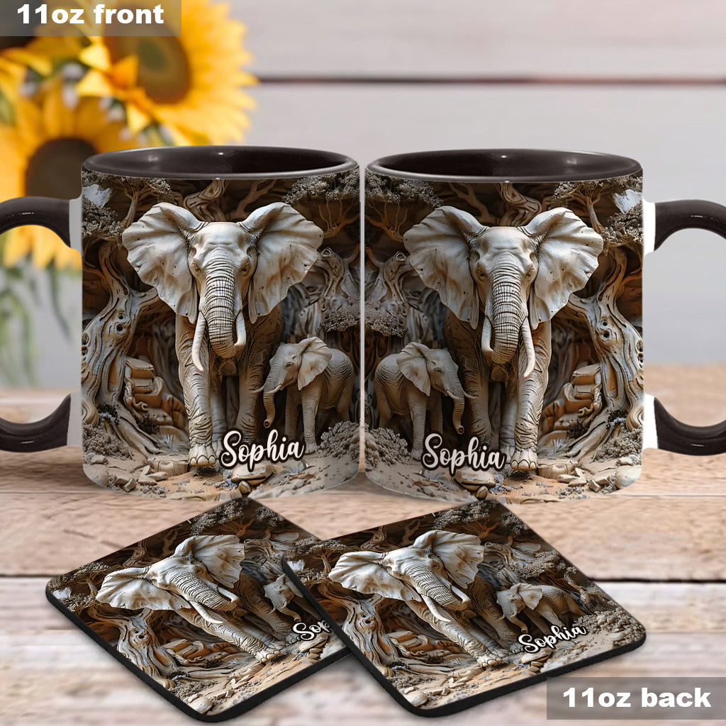 Love Elephant - Personalized Elephant Accent Mug