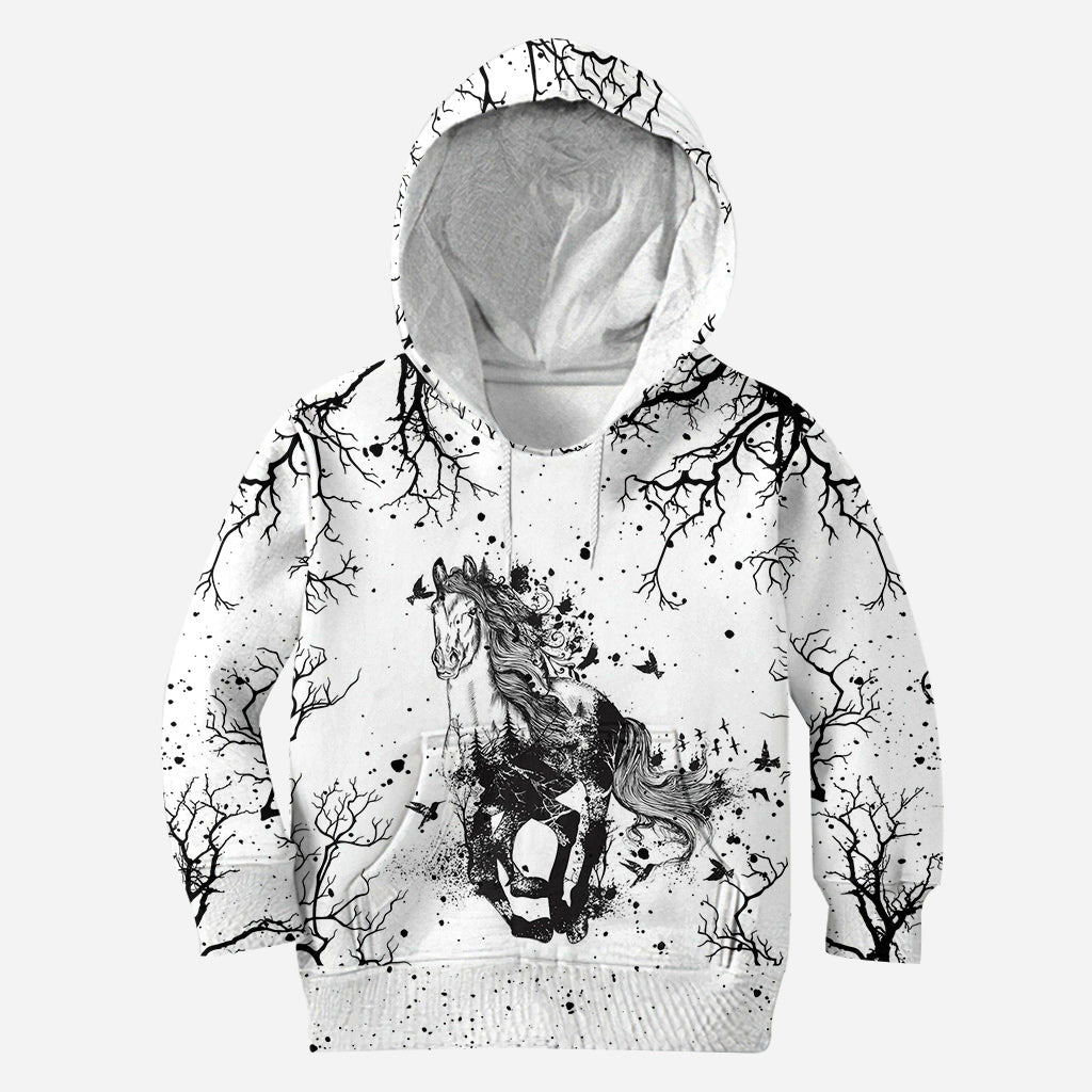 Wunderschönes Pferd Schwarz-Weiß – Personalisierter Pferde-Hoodie und Leggings