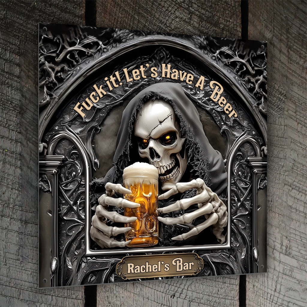 Let's Have A Beer - Personalized Beer Cut Metal Sign