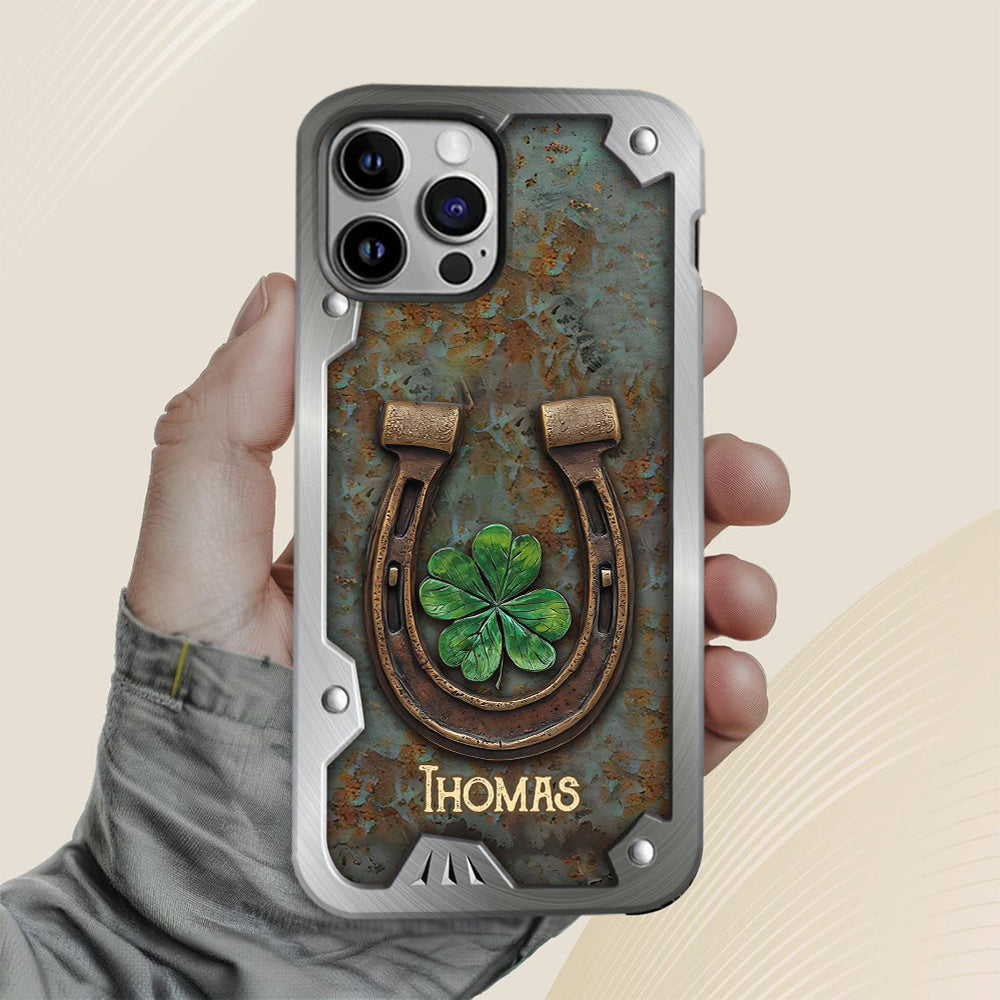 Lucky Horseshoe Shamrock – Personalisierte Handyhülle mit Pferdemotiv