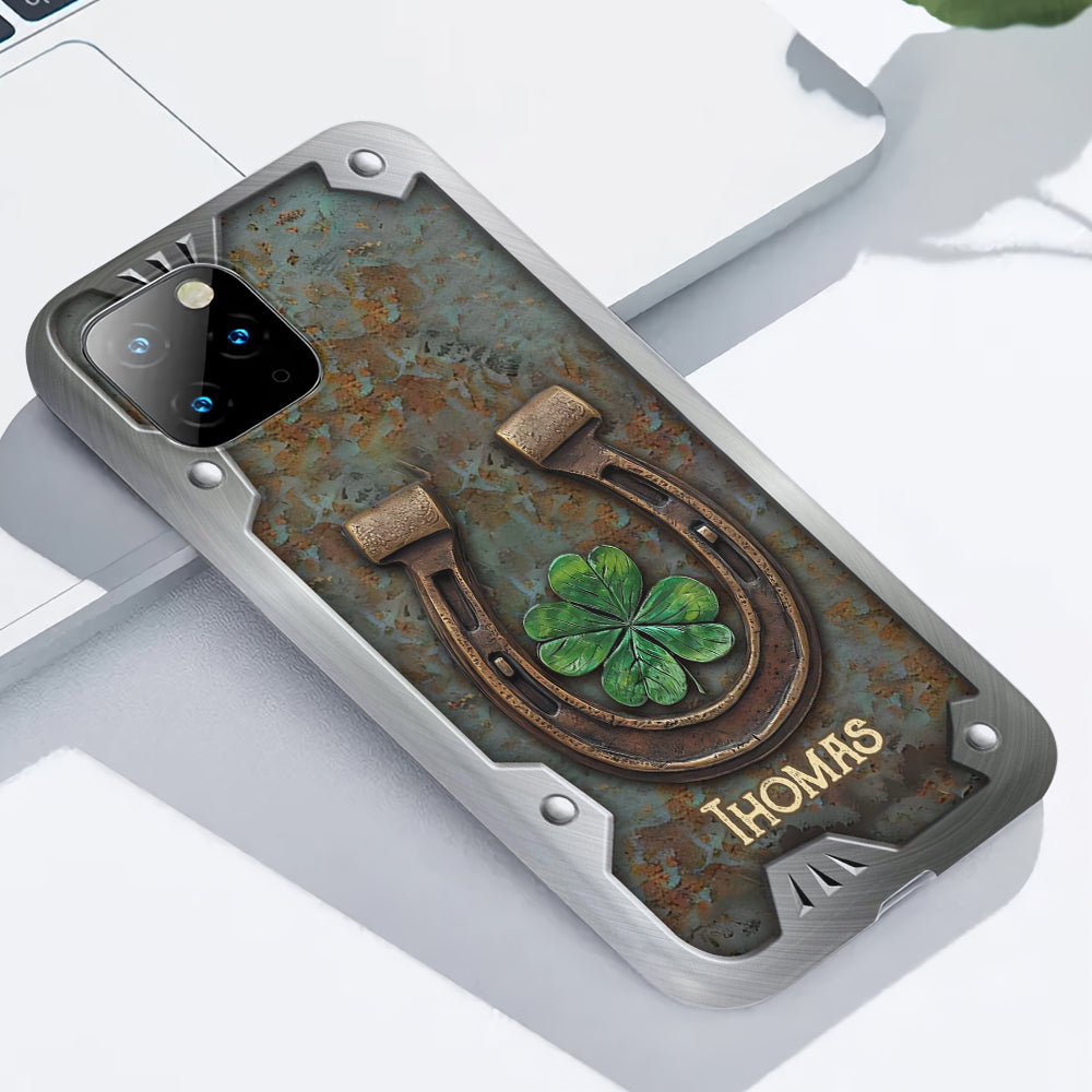 Lucky Horseshoe Shamrock – Personalisierte Handyhülle mit Pferdemotiv