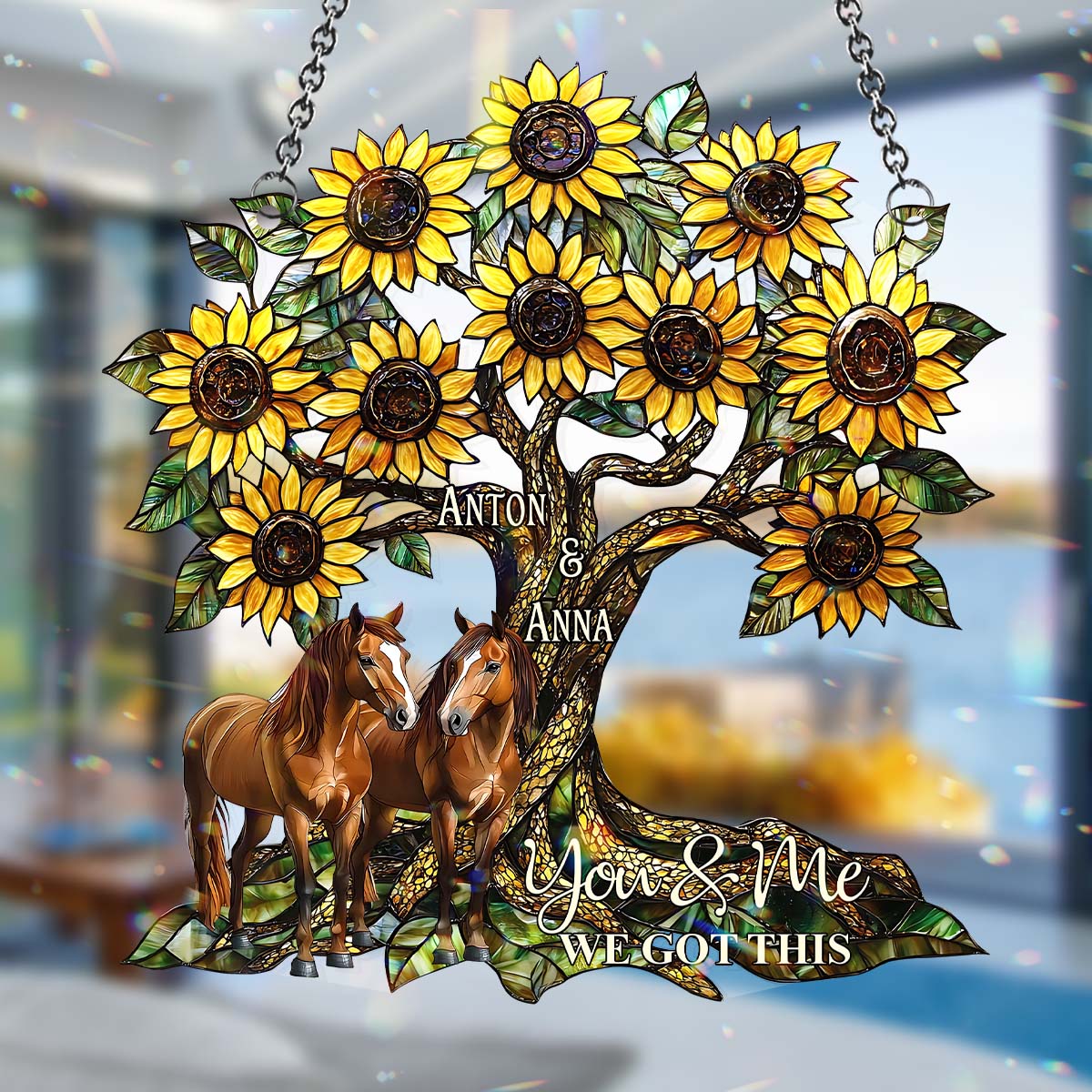 You & Me - Personalized Horse Window Hanging Suncatcher Ornament