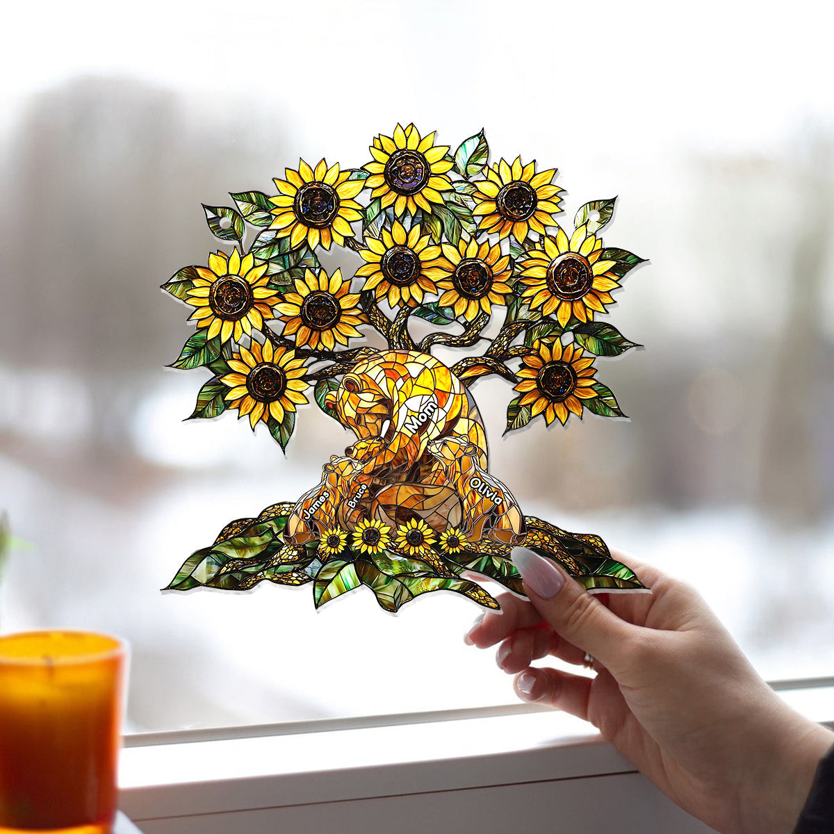 Mama Bär – Personalisierter Mutter-Fensterhänger-Sonnenfänger 