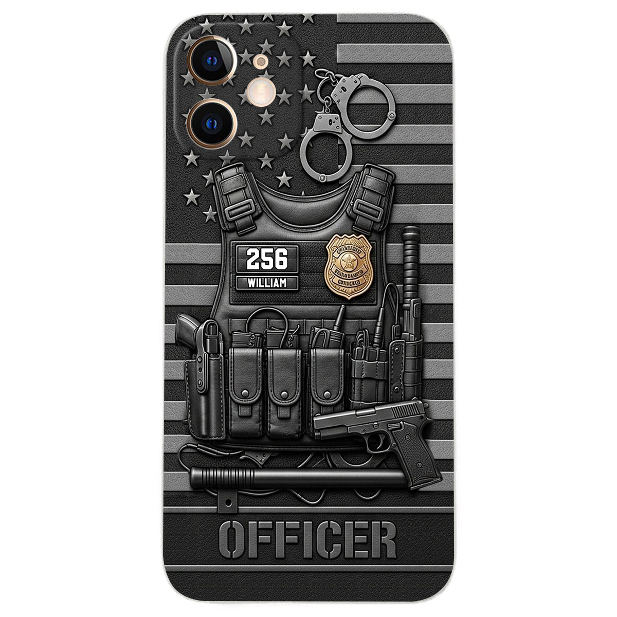 Serve And Protect - Personalized Police Officer Leather Phone Case